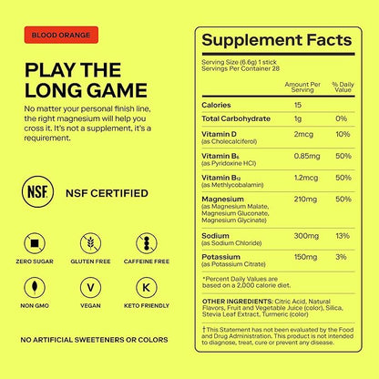 MAGNA Electrolytes Powder Drink Mix for Hydration, Energy & Focus Support with Magnesium L Threonate, Sodium, Potassium, Vitamin D, B6 & B12, Sugar Free, Blood Orange Flavor, 28 Servings