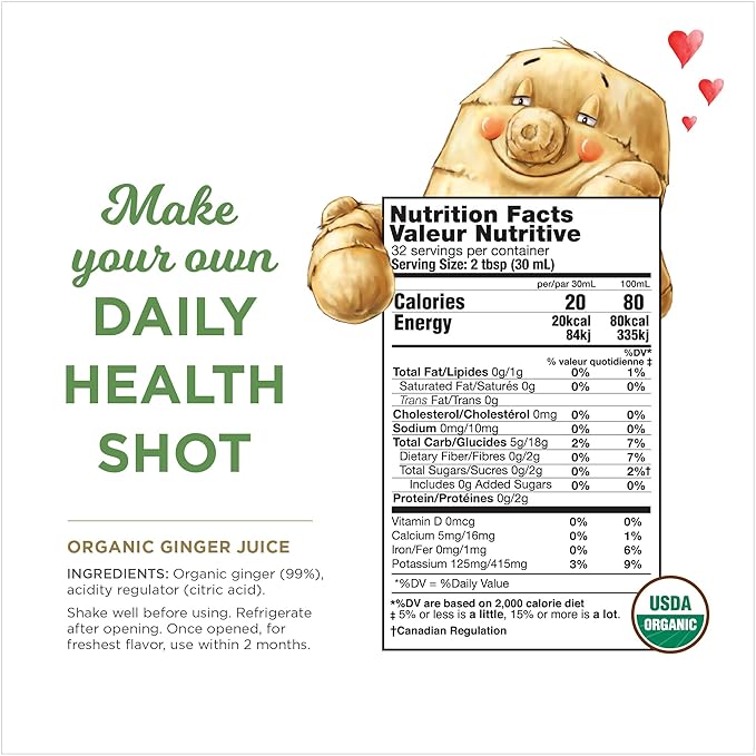 99% Pure Organic Ginger Juice by The Ginger People – Digestive Health, Premium Quality, 32 Fl Oz Bottle (Pack of 1)
