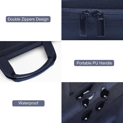 MOSISO 13-13.3 inch Laptop Hard Case, 14 inch Shockproof Waterproof Laptop Case Hard Shell Compatible with MacBook HP Dell, Carrying Sleeve Computer Bag with Sturdy Handle&Front Pocket&Belt, Navy Blue