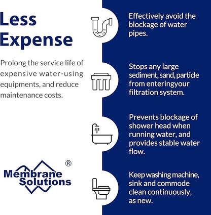 Membrane Solutions 10 Micron Sediment Water Filter Replacement Polypropylene Cartridge 10"x 2.5" for Whole House RO System, Compatible with Aqua-Pure AP110, GE FXUSC, WHKF-GD05, Culligan P5-6 Pack