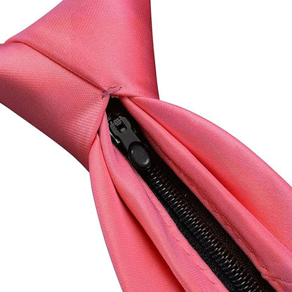 Branduce 3.15"（8cm） Pre-tied Adjustable Zipper Tie and Lapel Pin Solid Necktie Handkerchief Set for Men
