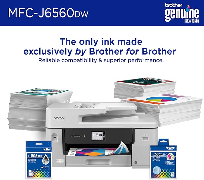 Brother INKvestment 6560 Wireless Color Inkjet All-in-One Printer with 11”x17” Capabilities and 2.7” Color Touchscreen | Includes Refresh Subscription Trial(1) (MFC-J6560DW)