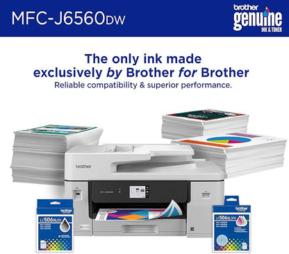 Brother INKvestment 6560 Wireless Color Inkjet All-in-One Printer with 11”x17” Capabilities and 2.7” Color Touchscreen | Includes Refresh Subscription Trial(1) (MFC-J6560DW)