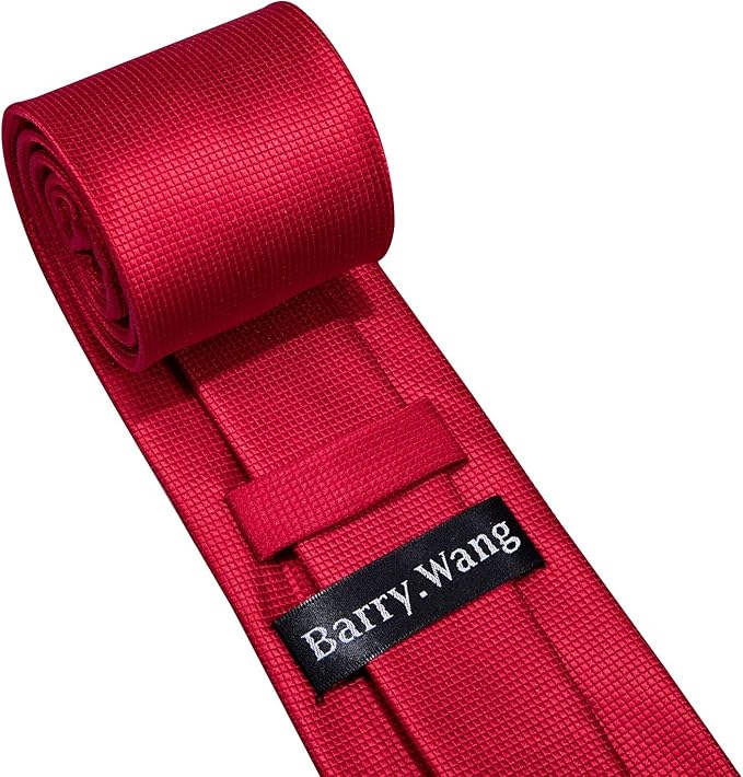 Barry.Wang Tie Sets for Men Silk Solid Necktie Stain Ties Handkerchief Pocket Square Cufflinks Wedding Business Dyed
