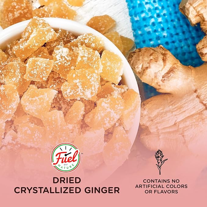 Fuel by Nature Dried & Crystallized Ginger Healthy Snack, High Energy Treats for Snacking, Bulk Dried Candied Ginger, 1lb