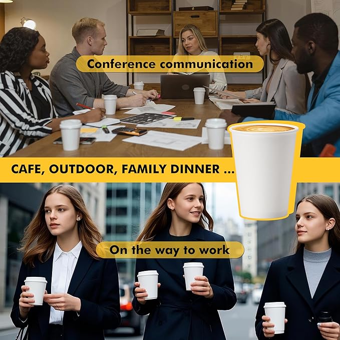 RACETOP 8 oz Disposable Coffee Cups [500 pack], Hot Coffee Cups 8 oz, Ideal for Office, Home, Party(500 pack)