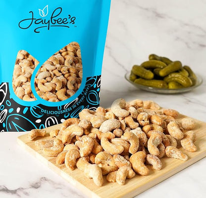 Dill Pickle Cashews 24 oz Resealable Pouch | Gourmet Roasted Cashews - Tangy, Savory, and Crunchy Snack - High-Protein, Vegan Friendly - Perfect for Snacking, Gifting, and Meal Prep | Jaybee's Nuts