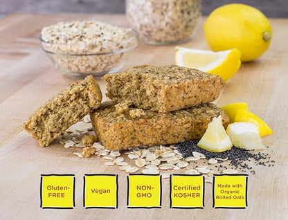 Bobo's Lemon Poppyseed Oat Bars, Gluten Free, Non-GMO, Whole Grain Oats, Pack of 12 | Snack Bars | On-the-Go | Made with Simple Ingredients