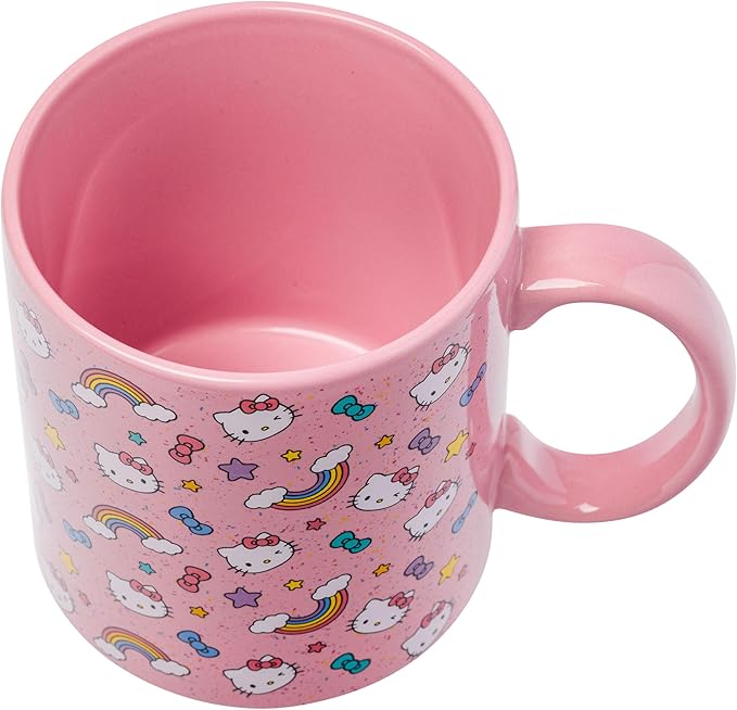 Silver Buffalo Sanrio Hello Kitty Whimsical Pastel Mug with Stars, Rainbows, and Bows, 20 Ounces