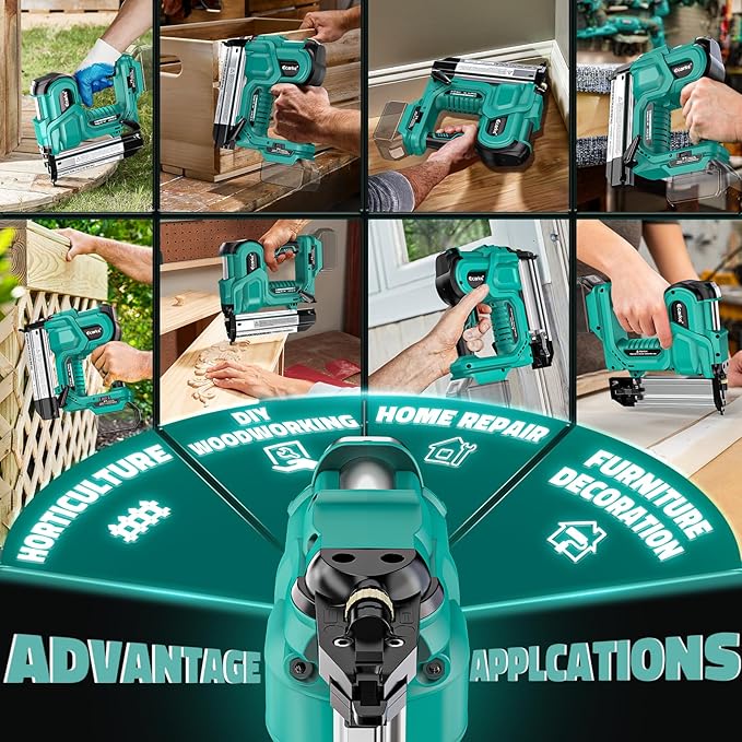 Ecarke 2" Brad Nailer Cordless Stapler Compatible with Makita 18V (No Battery), 2 in 1 Electric Nail Gun/Staple Gun with 18GA Nails/Staples, Battery Power Nail Gun for Trim Wood Crafting Carpentry DIY