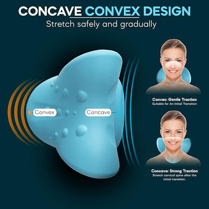 iBWYM Neck Stretcher Cervical Traction Device for Neck and Shoulder Pain Relief, Ergonomic Pillow, Dowager's Hump Corrector, Cervical Spine Alignment, Neck Curve and Posture Corrector (Light Blue)