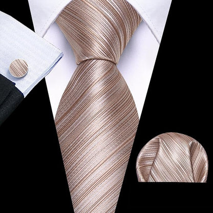 Barry.Wang Tie Sets for Men Silk Solid Necktie Stain Ties Handkerchief Pocket Square Cufflinks Wedding Business Dyed
