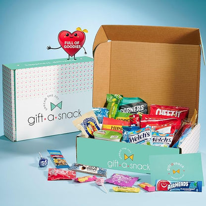 Gift A Snack - Thanksgiving, Holiday, Christmas Stocking Stuffer Healthy Granola Breakfast Bars, Snack Box Care Package + Greeting Card (45 Count) Birthday Treats Gift Basket Nutritious Chips