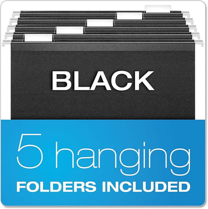 Pendaflex Portable Desktop File, Side Handles, Hanging File Folders, Tabs & Inserts, Letter Size, 9-1/2 x 12-3/16 x 6 Inches, Black (23013)