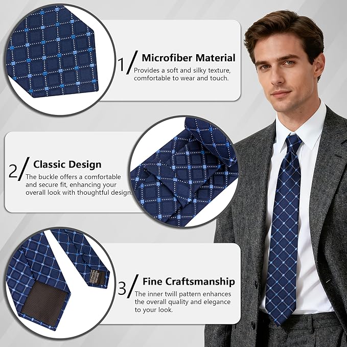 Fineknot Ties for Men, Jacquard Neck Ties, Mens Plaid Paisley Striped Tie, Classic Floral Mens Ties for Wedding Business