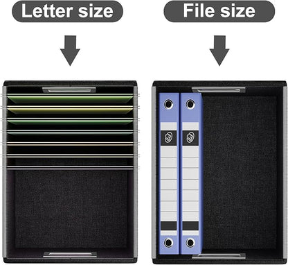 Huolewa File Organizer Box with Lid, Collapsible Faux Leather Hanging File Folder Box Organizer with Plastic Slides, Decorative Home/Office Filing System Boxes for File and Folders Storage