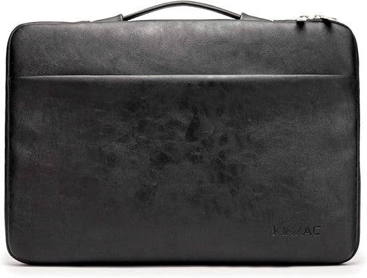 Kinmac 360° Heavy Duty Protective Laptop Computer Sleeve case Bag Cover with Handle for MacBook Pro 14 inch,14 inch-14.4 inch HP Lenovo Dell ASUS Acer Laptop (Black PU)
