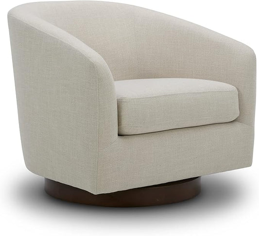 CHITA Swivel Accent Chair, FSC Certified Upholstered Fabric Barrel Chair for Living Room, Fully Assembled, Linen