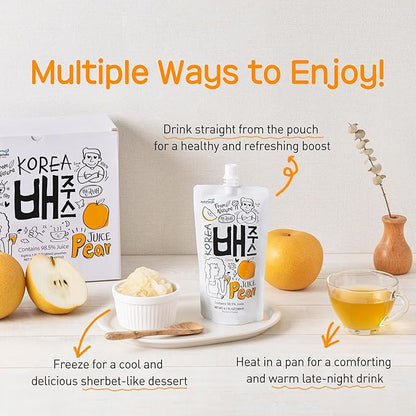 Korean Pear Juice Boxes 48.7 Fl Oz (Pack of 8) – 배주스 – [Good for Hangover] Fresh Juice, On-the-Go Drinks