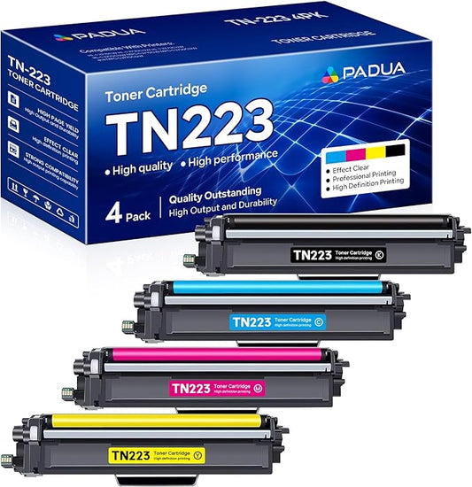 TN223 Toner Compatible TN-223BK/C/M/Y Toner Cartridge Replacement for Brother TN 223 HL-L3230CDW HL-L3210CW HL-L3270CDW HL-L3290CDW MFC-L3710CW MFC-L3750CDW MFC-L3770CDW Printer Toner (4 Pack)