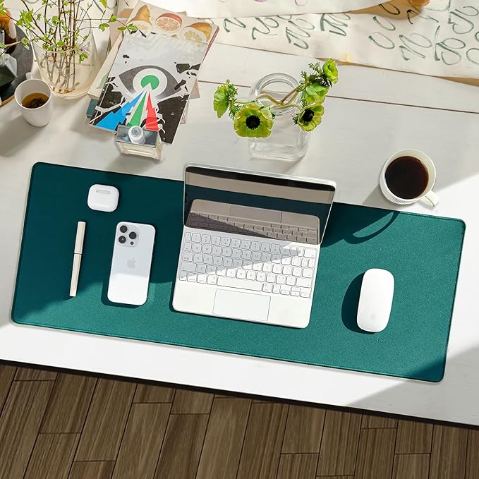 Waterproof Large Gaming Mouse Pad with Durable Stitched Edges, Non-Slip Rubber Base, Grainy Jacquard Mouse Mat Desk Pad for Home Office Gaming, 27.6"x11.8"x0.12", Matte Green