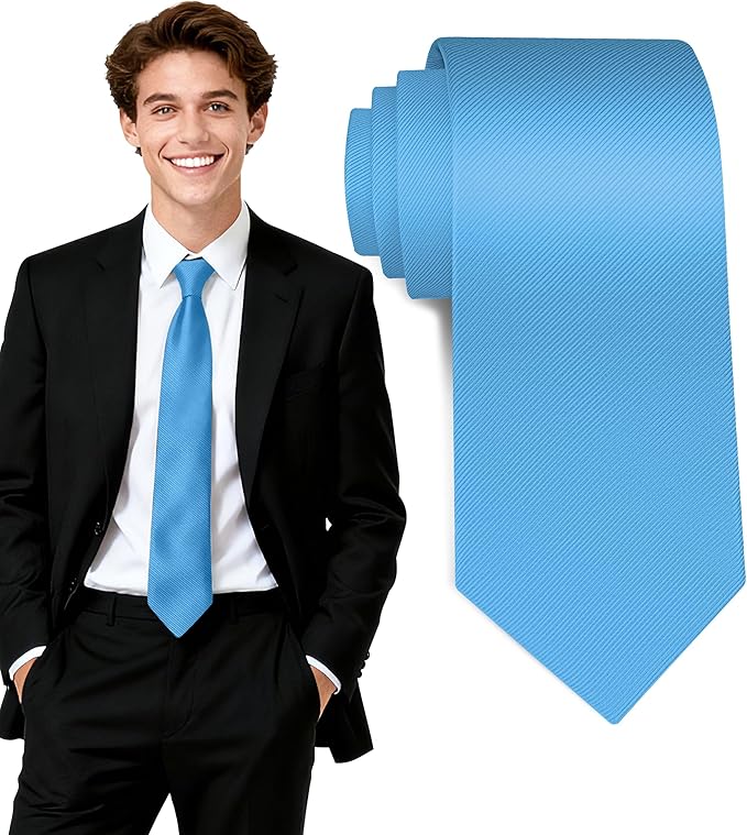 Fineknot Black Ties for Men, Formal Neckties for Men, Solid Color Mens Ties for Business, Wedding, Party, Mens Neck Tie