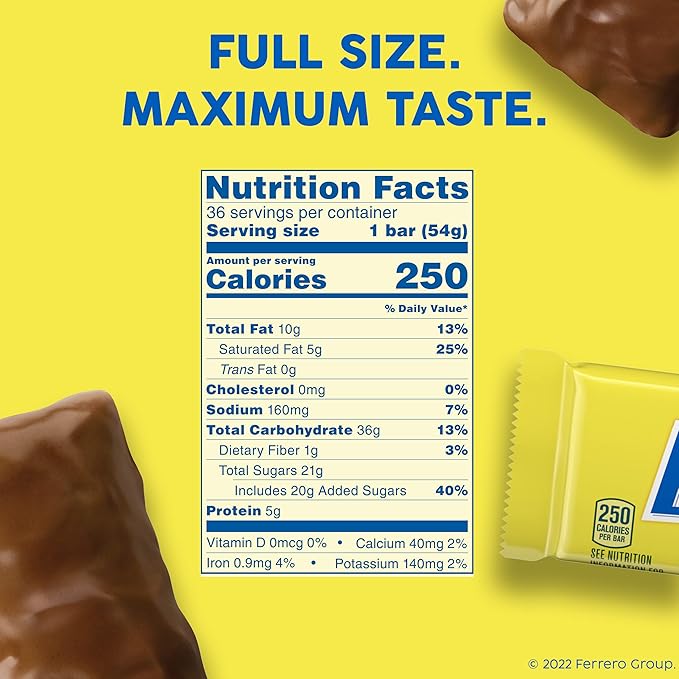 Butterfinger, Bulk 36 Pack, Chocolatey, Peanut-Buttery, Full Size Individually Wrapped Candy Bars, 1.9 oz Each