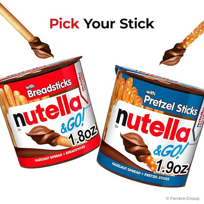 Nutella & GO! Bulk 12 Pack, Hazelnut and Cocoa Spread with Breadsticks, Stocking Stuffers, Snack Cups, 1.8 oz Each