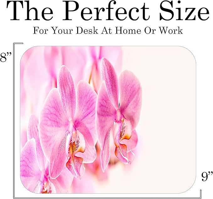 Floral Pattern Flower Mouse Pad Mat Mousepad for Desk Computer Laptop PC Gaming Home or Office Gift for Her Flowers (Orchid MP110)