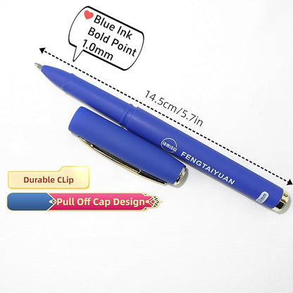 Fengtaiyuan B10P18, Blue Gel Ink Rollerball Pens - Comfortable Non-Slip Grip, Blue Ink, Bold Point, 1.0mm, Quick-Drying Ink, 18-Piece Box (Blue-1.0mm-18 count)
