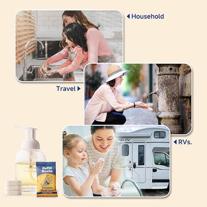 Foaming Hand Soap Refill Tablets 12 Pcs - Makes 96 fl oz Total (12x 8 fl oz) - Cleansing, Moisturizing, Vegan, No Plastic - for Foaming Dispenser Only (Not Included) - Citrus Lemon