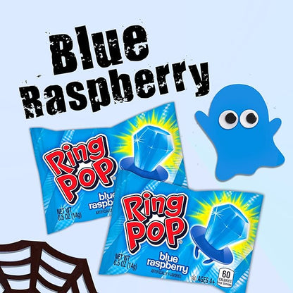 Ring Pop Individually Wrapped Candy 70 Count Bulk Lollipop Pack – Christmas Candy Bulk Individually Wrapped, Blue Raspberry Flavored Lollipop Suckers, Gender Reveal, Baby Showers & Stocking Stuffers