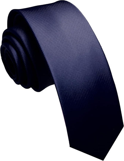 JEMYGINS 2.4" Solid Color Skinny Tie and Pocket Square with Tie Clip Sets for Men (6cm)