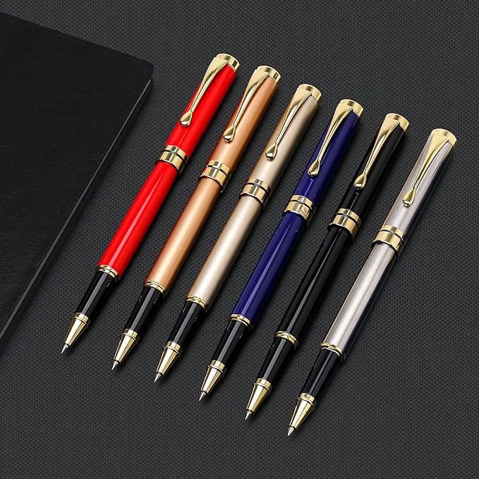 YIVONKA Luxury Ballpoint Pens Best Ball Pen Gift Set for Men & Women Professional Executive Office Nice BallPens Classy Gift Box Ballpoint Black Refill Line width 0.5mm (Gold)