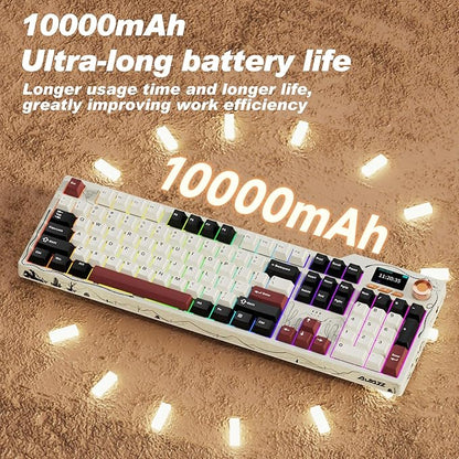Ajazz AK35I V4 Customizable Wireless Gaming Mechanical Keyboard, Wired/Wireless 2.4G/BT, Gasket Structure, 10000mAh Battery, Full-Color RGB, 1.14-inch Color Screen, Knob, Multi-Function Keys.
