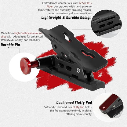 Quick Release Fire Extinguisher Mount - Universal Fit Roll Bar & Wall Mount Bracket, Fire Extinguisher Holder Bracket Adjustable Mounting for UTV ATV Motorcycle Jeep Wrangler Polaris RZR Ranger Can-Am