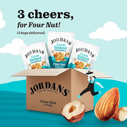 Jordans Slow Baked Granola | Four Nut Granola with Almonds, Brazil Nuts and Pecans | non-GMO, No Artificial Flavors, Colors, or Preservatives | Better for You Snacks for Adults & Kids | 11.4 oz (Pack of 3)