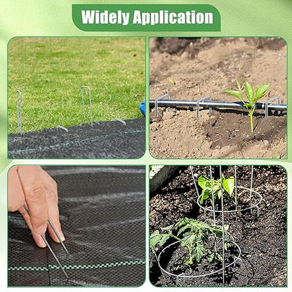 500 Pack Landscape Staples 6 Inch, 11 Gauge Galvanized Steel Garden Stakes, U-Shaped Landscape Pins, Heavy Duty Garden Ground Stakes for Securing Weed Fabric Landscaping Fabric