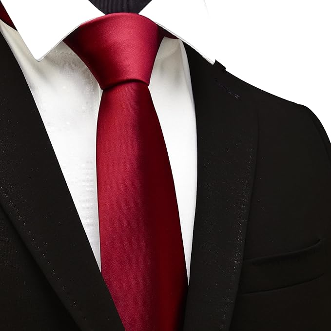 Branduce 3.15"（8cm） Mens Solid Satin Tie Pure Color Necktie for Business and Wedding + Gift Box
