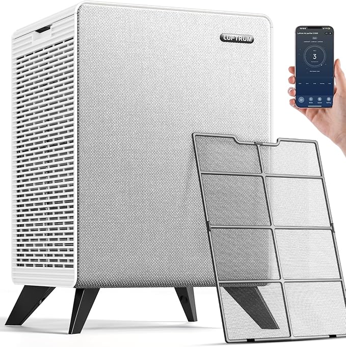 Air Purifiers for Home Large Room Up to 2250 ft² with WIFI - Remove 99% of Smoke Allergies Pet Dander Odor - Dual 3-Stage Filter of Washable Filter and True HEPA Filter with AQI, Sleep, Auto Mode