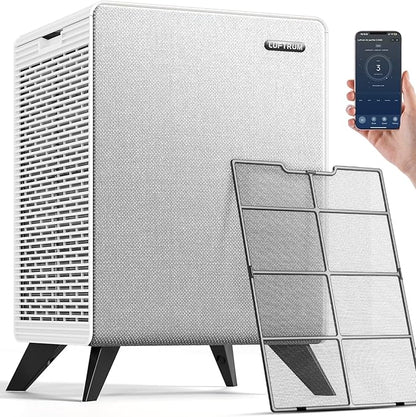 Air Purifiers for Home Large Room Up to 2250 ft² with WIFI - Remove 99% of Smoke Allergies Pet Dander Odor - Dual 3-Stage Filter of Washable Filter and True HEPA Filter with AQI, Sleep, Auto Mode