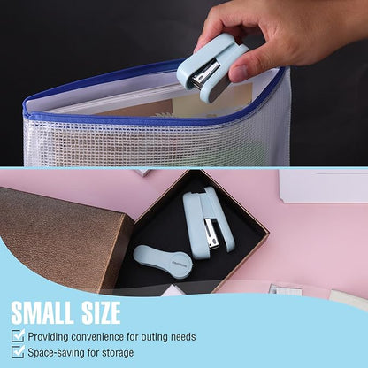 WORKPRO Mini Stapler with Staples, Blue Stapler Set Includes Two Small Staplers, One Staple Remover, 2000 Standard Staples, Lock Design, Non-Slip Base - Staplers for Desk, Classroom, Office