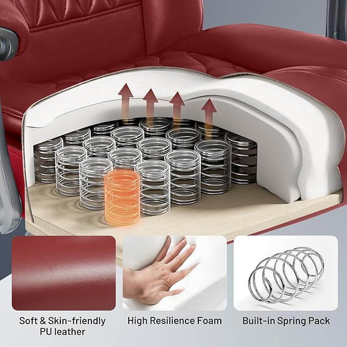 Massage Office Chair with Heating Function & Footrest, 6-Point Vibration, Ergonomic Executive Reclining Desk Chair with Padded Seat for Relaxation, Comfort & Stress Relief