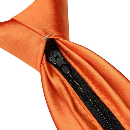 Branduce 3.15"（8cm） Pre-tied Adjustable Zipper Tie and Lapel Pin Solid Necktie Handkerchief Set for Men