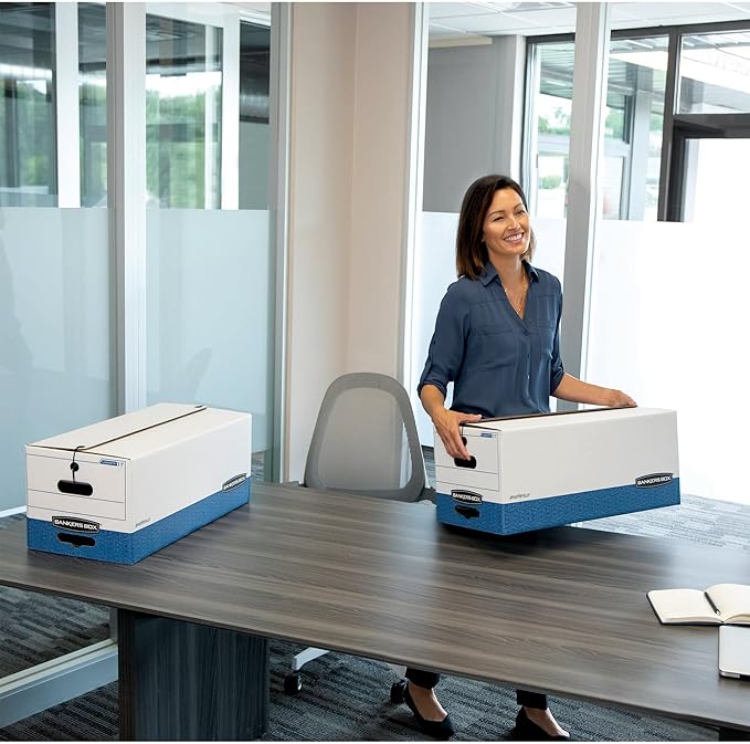 Bankers Box STOR/FILE Medium-Duty Storage Boxes, FastFold, String and Button, Letter, Case of 12 (00704)