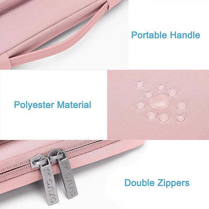 MOSISO 360 Protective Laptop Case 13.3 inch, 13-13.3 inch Laptop Sleeve Compatible with MacBook Air/Pro 13 / Pro 14, HP Dell ASUS Lenovo,Side Open Bag with 2 Raised&1 Flapover Pockets, Pink