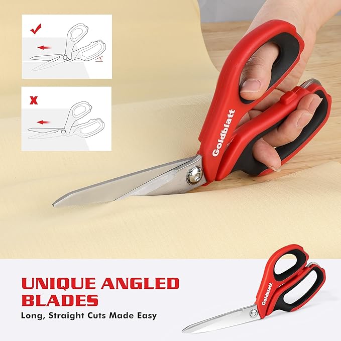 Goldblatt 3PCS Heavy Duty Scissors, Multipurpose Shop Scissors, Drop Forged Blades with Small Serrations, Comfortable Handle for Easy Cutting Cardboard, Wires, Leather, Fabric