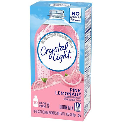 Crystal Light Pink Lemonade Drink Mix (30 Packets, 3 Boxes of 10)