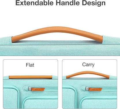 MOSISO 360 Protective Laptop Case 16 inch, 15-15.6 inch Laptop Sleeve Compatible with MacBook Pro 16, HP, Acer, Dell, Lenovo, ASUS, Side Open Carrying Case with 4 Zipper Pockets&Handle, Aqua Green