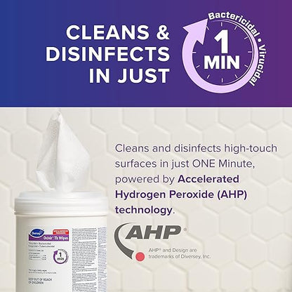 Oxivir Diversey Tb 4599516 Ready-to-Use Disinfectant Cleaning Wipes, Accelerated Hydrogen Peroxide, Unscented, Standard 6x7-Inch Sheets, 160-Wipes, 1-Canister